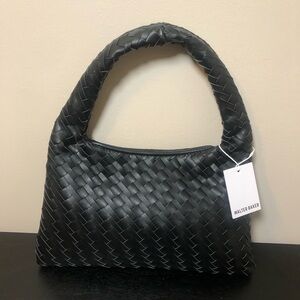 NWT Walter Baker Woven Margaux Black Vegan Leather Bag
